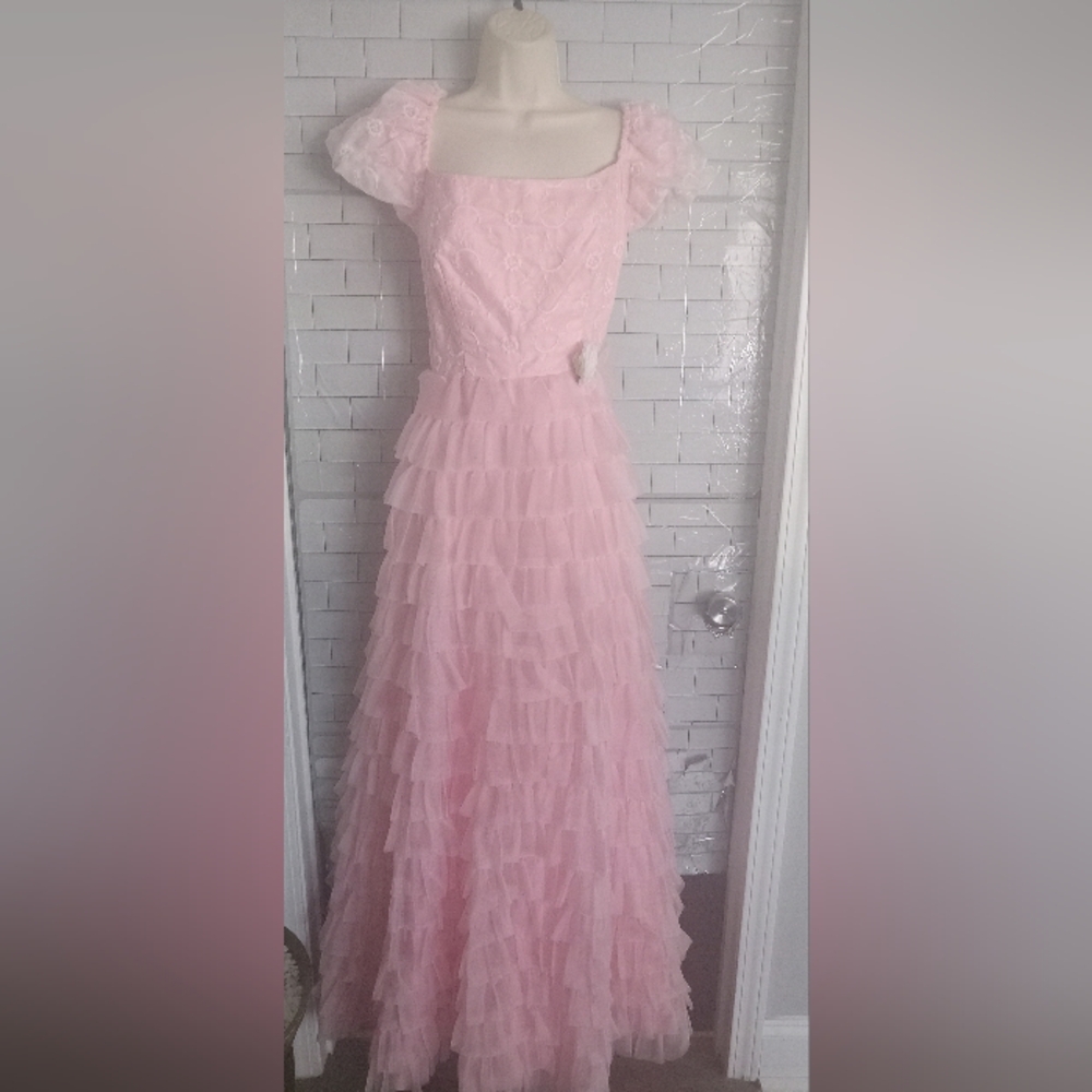 Vinatge Pink Formal Ruffled Dress Size 13